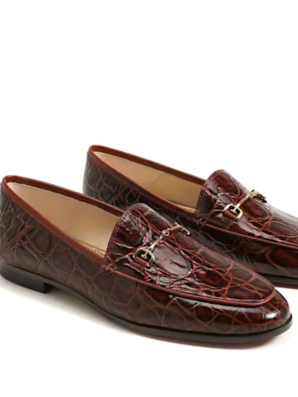 NEW Sam Edelman Loraine Croc-Effect Horsebit Slip On Loafers Size 7.5 M Brown
